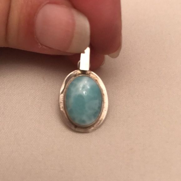 Vintage Laramar Blue Stone Sterling Silver Necklace Charm - Picture 3 of 4